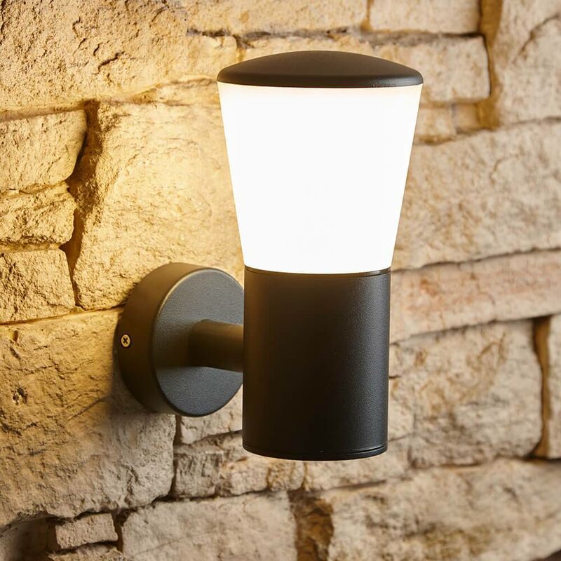 Black Graphite Modern Contemporary Round Lantern Style Outdoor Wall Light Garden