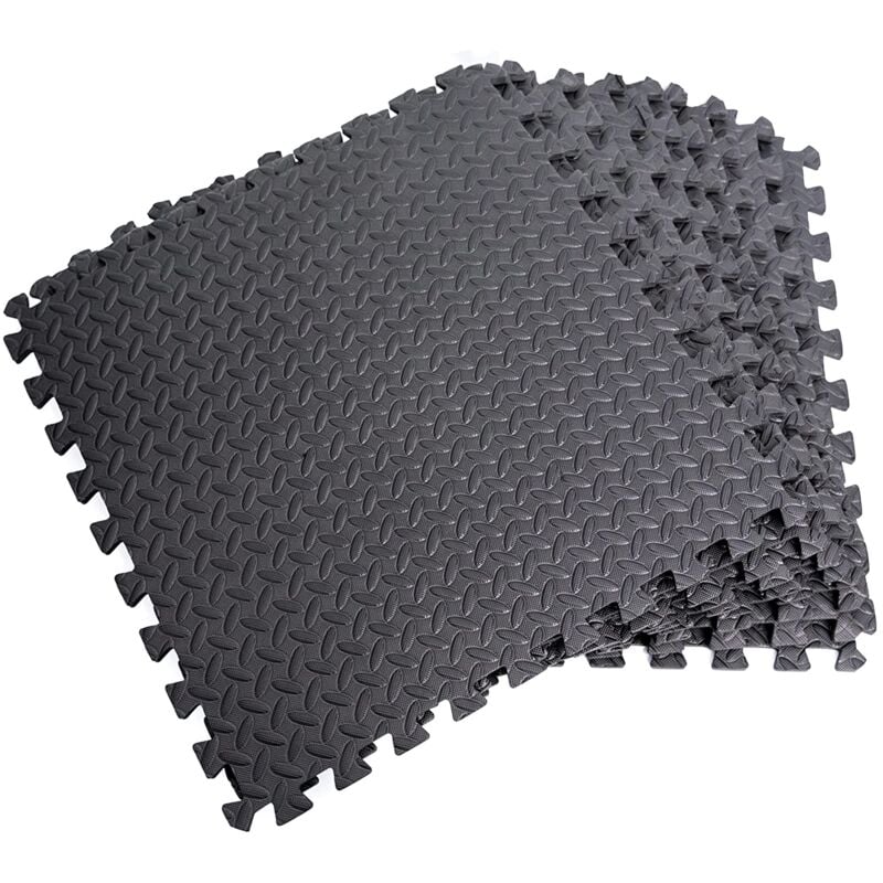 Black Gym Flooring Puzzle Mat Interlocking EVA Floor Tiles Non slip Rubber Cushion For Home Workout Yoga Matting,4pcs