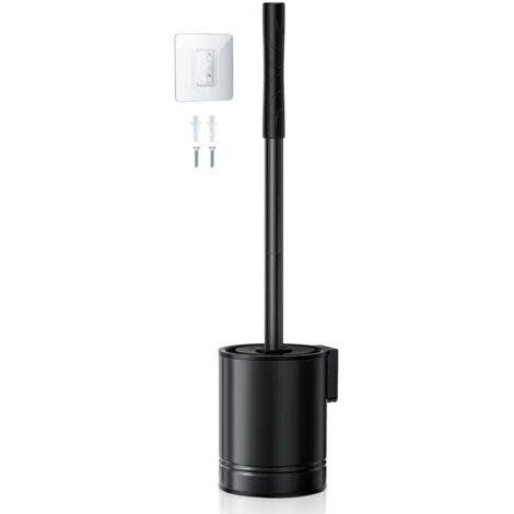 Black Hanging Toilet Brush Set Silicone Stainless Steel No Drilling Durable Rustproof Easy Clean