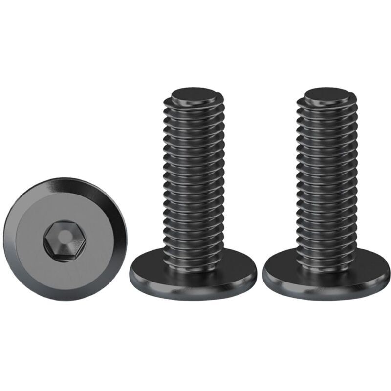 Black Hex Socket Flat Head Screws, Pack of 20, M6 x 16 mm Flange Hex Socket Head Cap Screws, A2 V2A Stainless Steel Hex Flat Head Bolts, Full Thread