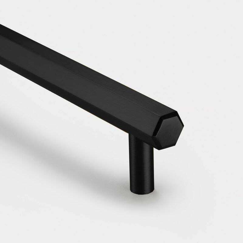 Se Home - Black Hexagonal Cabinet t Bar Handle - Solid Brass - Hole Centre 160mm