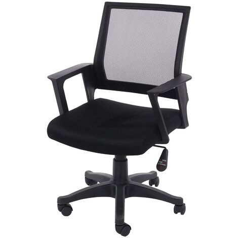 Black Home Office Desk Study Chair With Mesh Back, Gas Lift Seat and Arm Rests