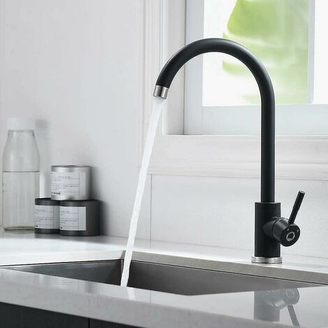Black kitchen faucet, high arc sink faucet with a single handle, sink faucet of steel stainless steel swivel 360 degrees for kitchen bar sink, black matt