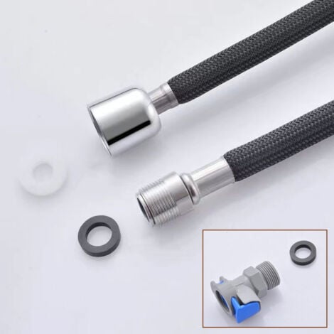 SJQKA Black Kitchen Faucet Replacement Hose M15 x 1mm x G1/2 Expandable Kitchen Sink Faucet Hose with Quick Connect 150cm/Black 1.5m M15 External Teeth