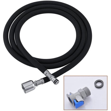 SJQKA Black Kitchen Faucet Replacement Hose M15 x 1mm x G1/2 Expandable Kitchen Sink Faucet Hose with Quick Connect 150cm Nylon Hose/1.5m Black Loop