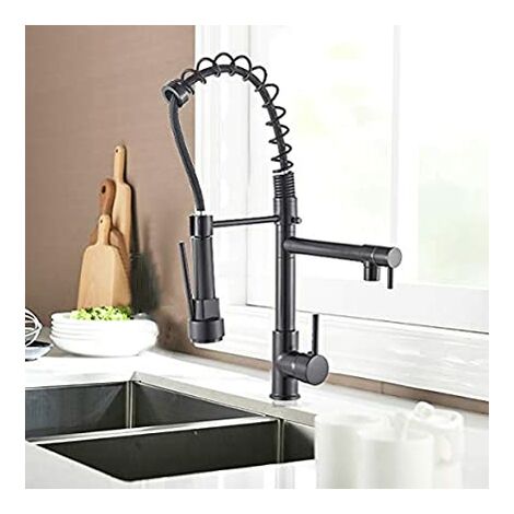 Black kitchen faucet sink mixer shower 360° extendable