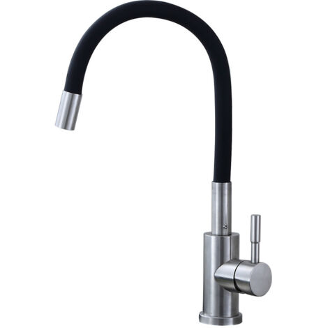 Black kitchen faucet with flexible spout - 360° rotating kitchen faucet - Brass kitchen mixer tap