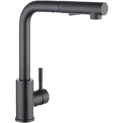 Black Kitchen Faucet with Sprayer, Kitchen Mixer Tap with Pull Out Sprayer, Brushed 304 Stainless Steel Kitchen Faucet, 360° Rotatable Sink Mixer Tap, 2 Spray Sink Faucet
