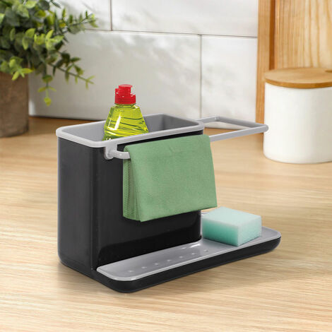 Black Kitchen Sponge Cloth Holder Sink Caddy Organiser