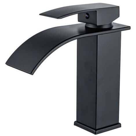 Black lacquered waterfall faucet, hot and cold water faucet, countertop basin, bathroom cabinet, single hole faucet, waterfall basin faucet, waterfall mixer tap, single hole bathroom faucet made of br