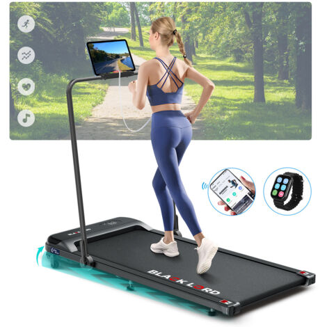 BLACK LORD Walking Pad, Foldable Treadmill for Home with 2-level Incline, LED Display & Bluetooth Speaker & Wireless Control - Black
