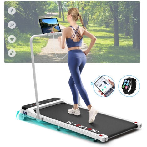 BLACK LORD Walking Pad, Foldable Treadmill for Home with 2-level Incline, LED Display & Bluetooth Speaker & Wireless Control - White