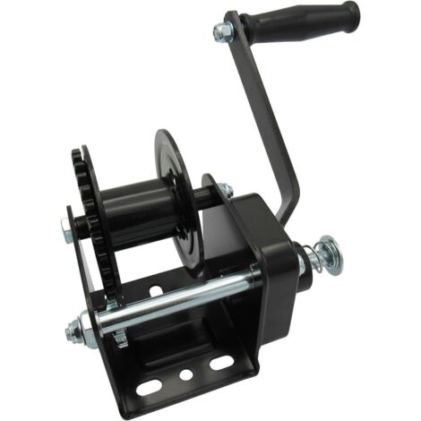 Black Manual Hand Winch with Brake 2000LB (900KG ATV Car Boat Trailer Puller)
