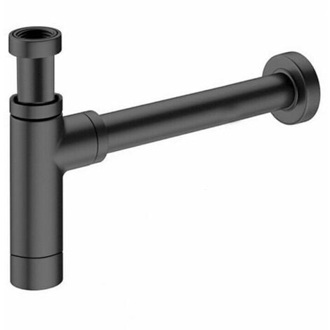 STANO. Black Matt Modern Round Bottle Trap Waste Bathroom Basin Sink Adjustable Height