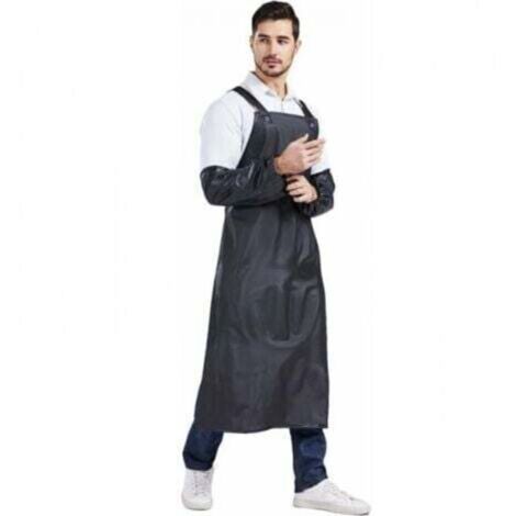 Black, Medium, Apron + Sleeves, Adjustable, Durable Waterproof Apron, Rubber Work Apron