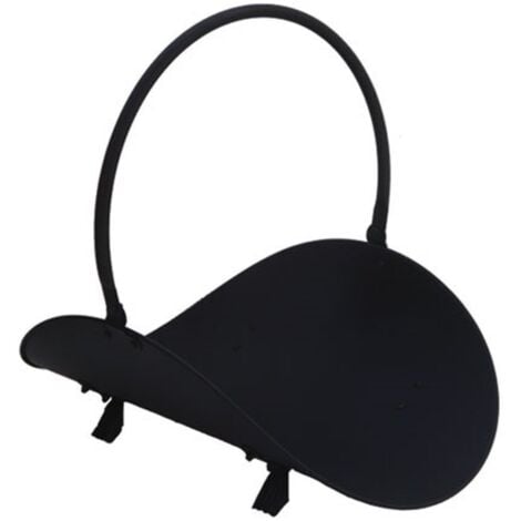 JVL Black Mendip Iron Fireside Fire Companion Log Basket Holder with Handle