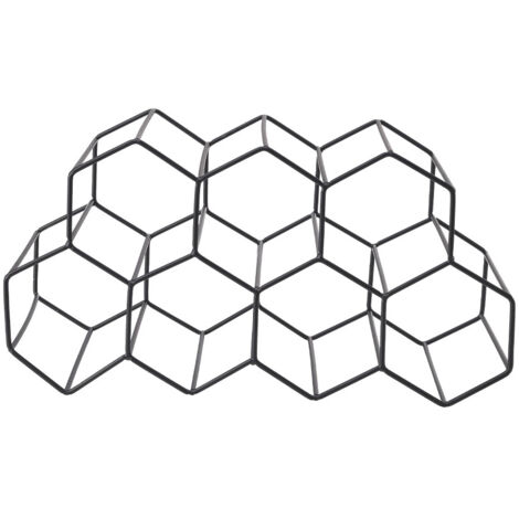 Black Metal 34.5cm W Countertop Hexagon Wine Rack