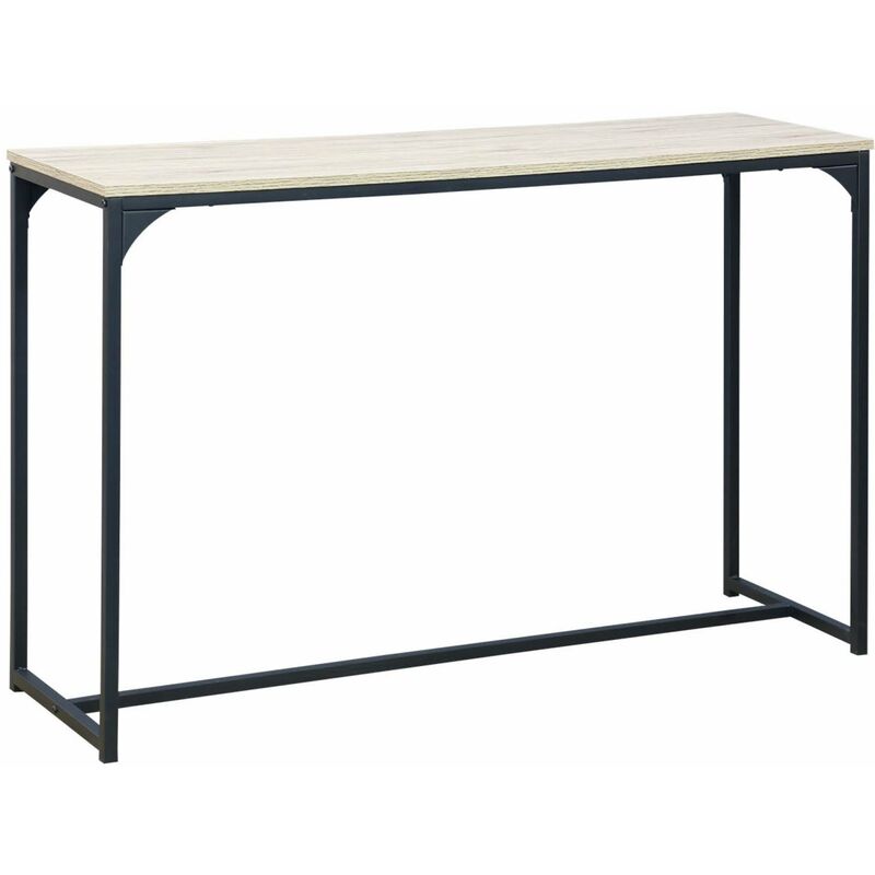 Metal and wood-style hallway console table with industrial metal legs 120cm - Loft - Black - Black