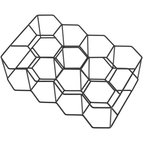 Black Metal Countertop Hexagon Wine Rack