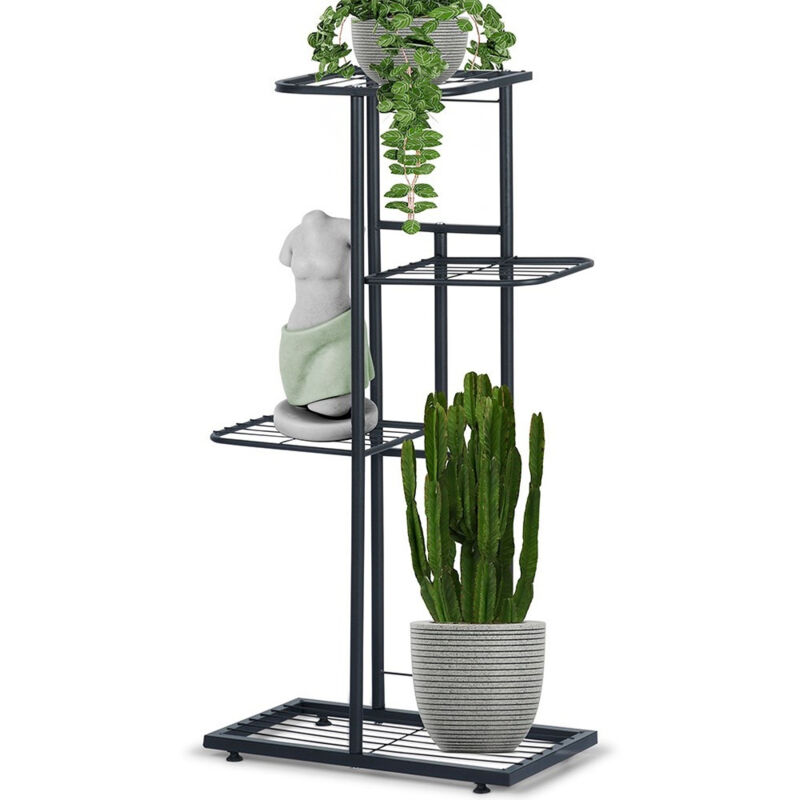 Northix - Jardiniere en metal noir a quatre niveaux pour usage interieur