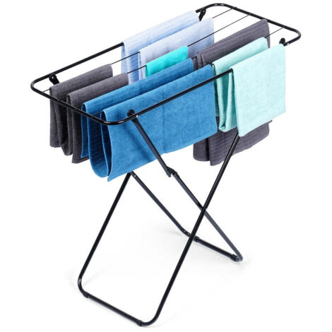 Black metal foldable laundry rack 93x43x88 cm