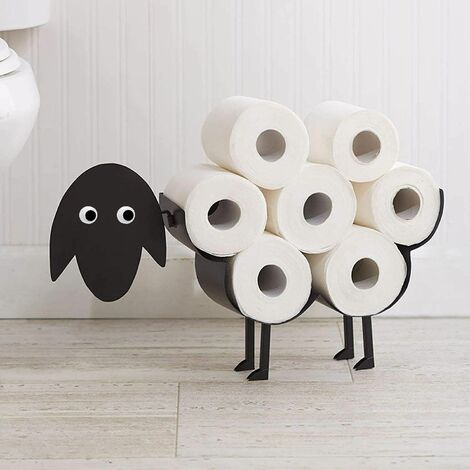 Black Metal Sheep Toilet Roll Paper Holder, Bathroom Toilet Roll Storage, Hold up to 7 Rolls