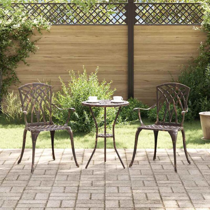 Garden Chair 2 Pcs Bronze 55 X 56.5 X 91cm Aluminium Vidaxl