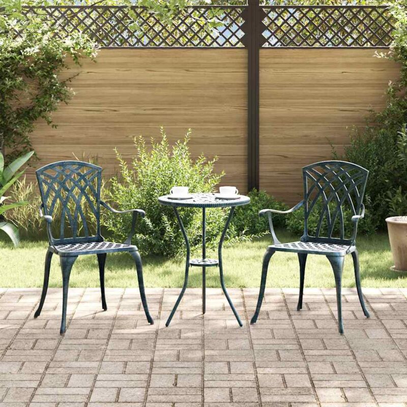 Garden Chair 2 Pcs Green 55 X 56.5 X 91cm Aluminium Vidaxl