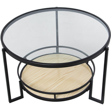 Black Metall -Hilfstisch/transparentes Glas. /Holzboden  ° 70x45cm Etagere: ° 50 cmpour alle Stile, um dem Haus eine Note zu verleihen