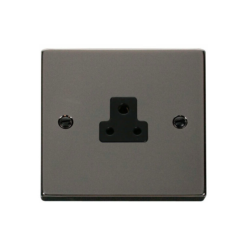 Se Home - Black Nickel 1 Gang 2A Round Pin Socket - Black Trim