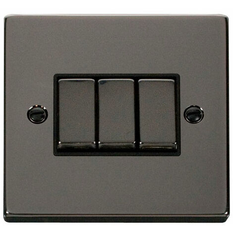 Black Nickel 10A 3 Gang 2 Way Ingot Light Switch - Black Trim - SE Home