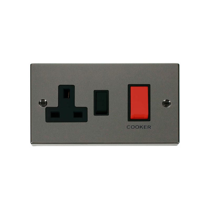 Se Home - Black Nickel Cooker Control 45A With 13A Switched Plug Socket - Black Trim