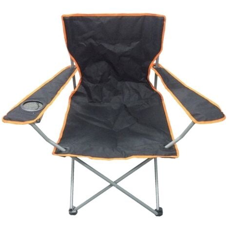 main image of "Black & Orange Lightweight Folding Camping Beach Captains Chair"
