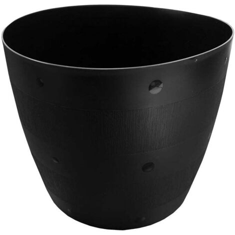 Black Outdoor Gardening Round Barrel Planter