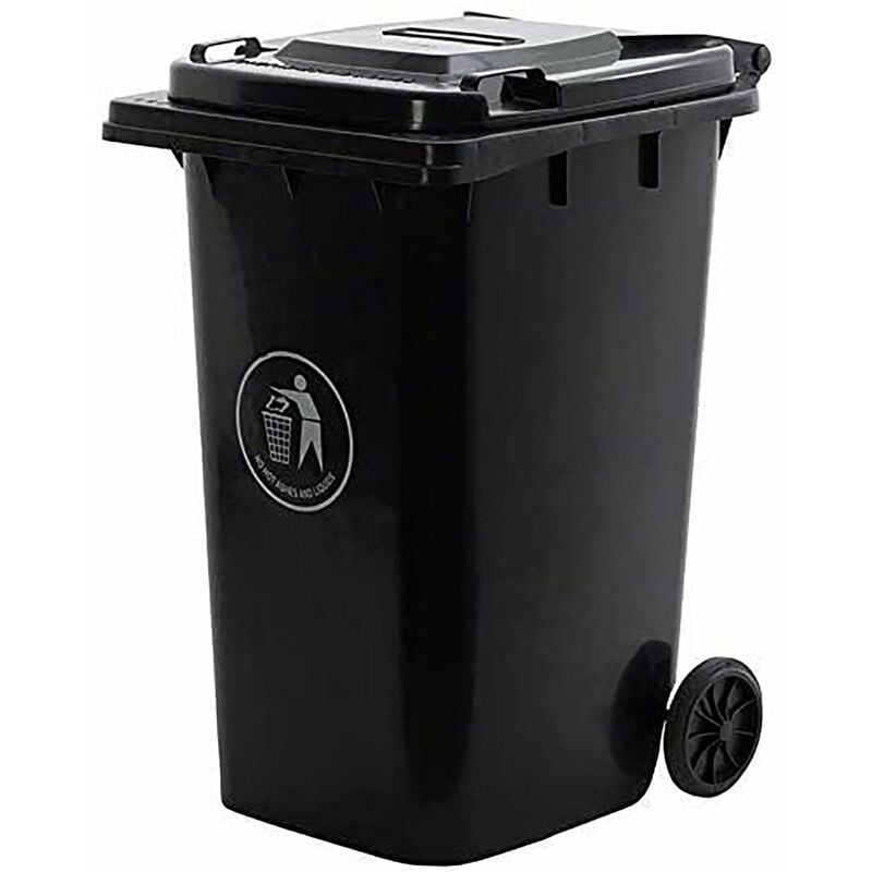 Black Outdoor Wheelie Bin 240L Council Size with Rubber Wheels