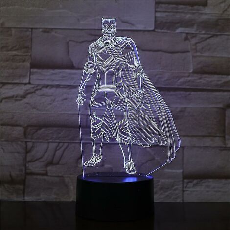 Black Panther 3d Led Night Light Lampe de table pour chambre d'enfants