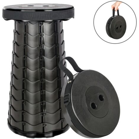 Black Portable Outdoor Folding Telescopic Camping Stool for Fishing/BBQ/Indoor/Outdoor Activities with Maximum Load Capacity of 150kg