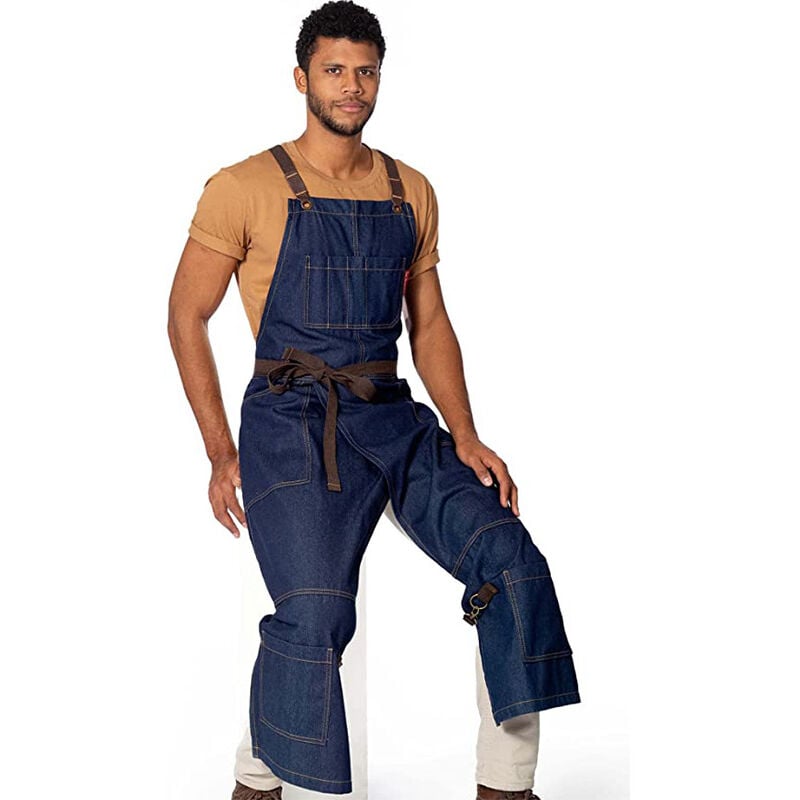 Csparkv - Bleu poterie Dos Croisé Tablier en Denim