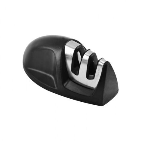 Black Professional Kitchen Sharpener 2 in 1 Manual Knife Sharpener for All Sizes Stainless Steel and Ceramic Knives, Non-Slip Base