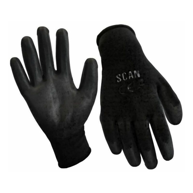 Black pu Coated Gloves - xl (Size 10) (12 Pairs) SCAGLOPU12XL - Scan