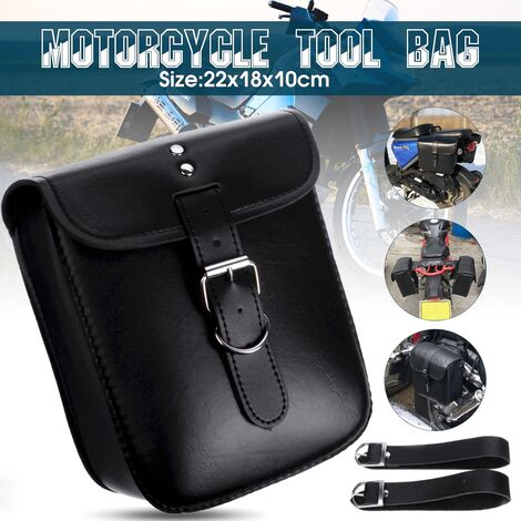 Black PU Leather Motorcycle Saddle Tool Bag with Mounting Straps