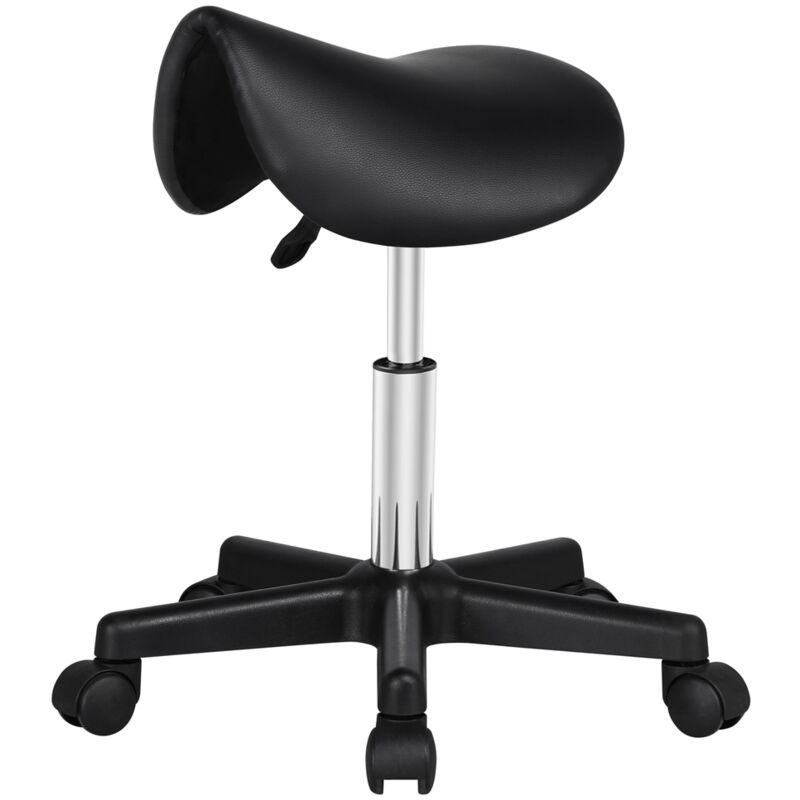 Rolling Saddle Stool Adjustable Salon Chair, Black - Yaheetech