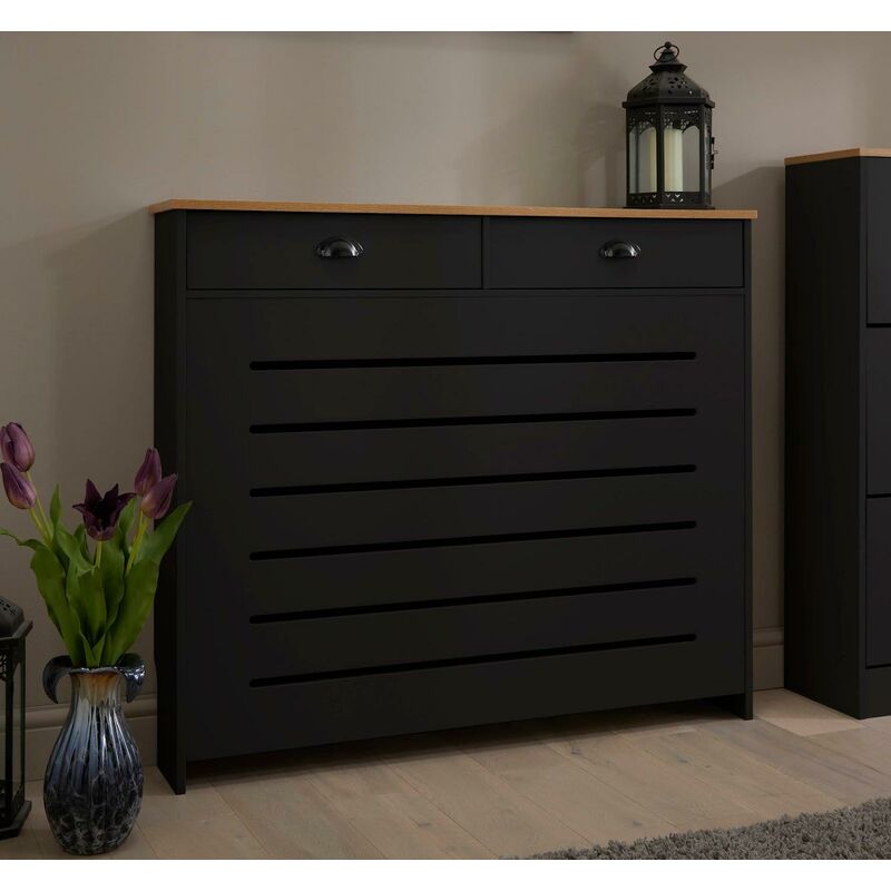 Galiflo Black Radiator Cover with Storage Drawer 1115 x 965mm Medium