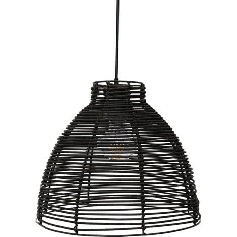 Black Rattan Ceiling Lamp - Boho Bali Design Pendant Lamp - Gian Black