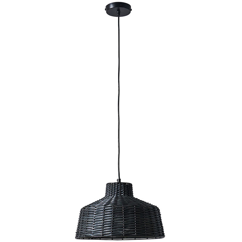 Minisun - Black Rattan Ceiling Light Fitting - No Bulb