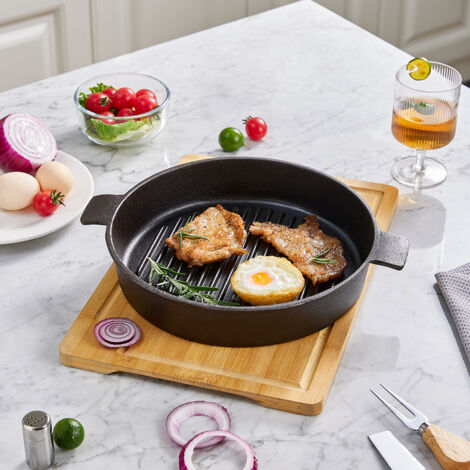 Black Round Cast Iron Grill Pan