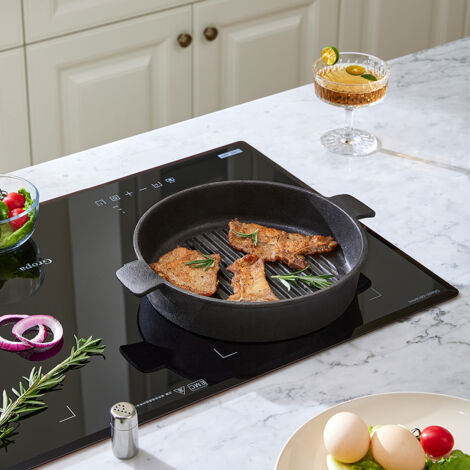 Black Round Cast Iron Grill Pan