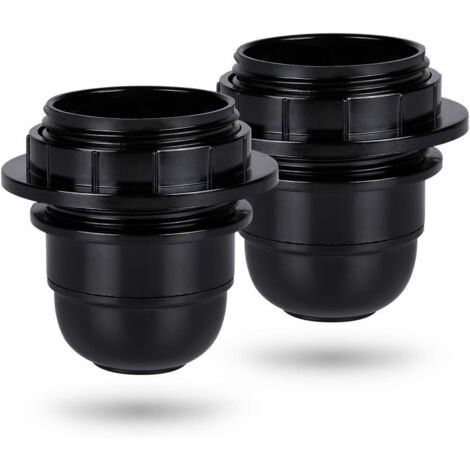 Black screw socket e27 - 2x plastic ring for e27 lamp socket - e27 bulb socket - e27 bulb socket holder for ceiling and pendant light - e27 bulb socket