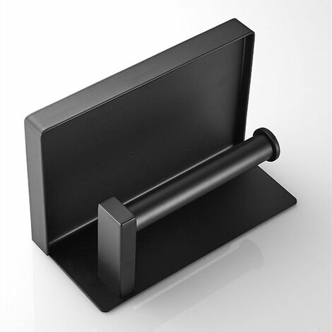 Black Self Adhesive Toilet Roll Holder with Shelf, Wall Mounted Toilet Paper Holder for Bathroom, Stainless Steel, WC Toilet Paper Holder without Drilling