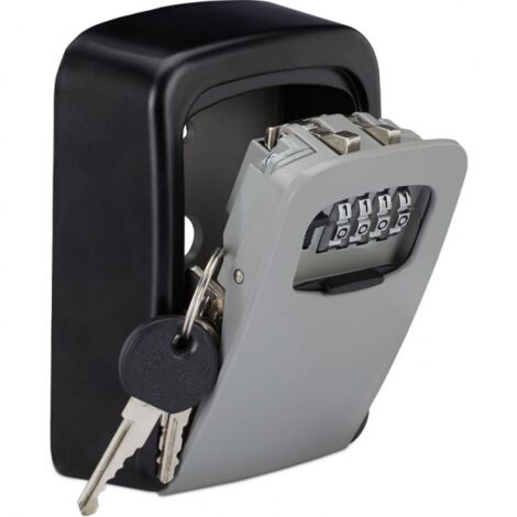 black/silver 117x82x37mm Secure key box, 4 digit code, wall mounting, key storage